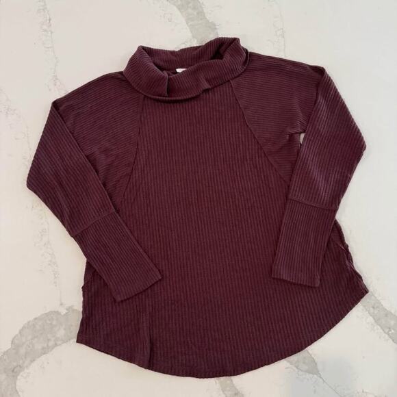 Maurice’s Ribbed Burgundy Cowl Neck Sweater Women’s Small A-Symmetrical Cozycore - Picture 1 of 5
